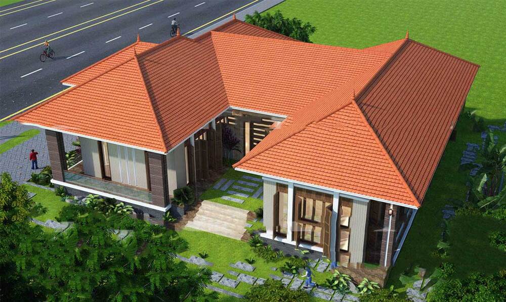 Mẫu nhà chữ u 4 phòng ngủ mái nhật Thiết kế hiện đại và tiện nghi 4 phunhanphat vn 199